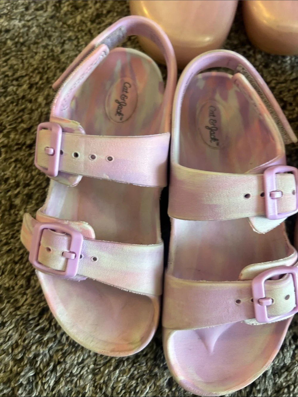 3 pairs girls shoes. Sandals size 11, heels and boots size 12